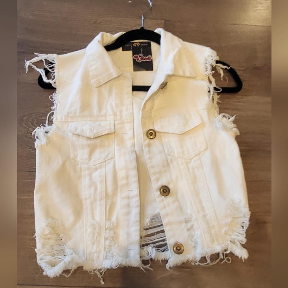 White distressed Jean jacket